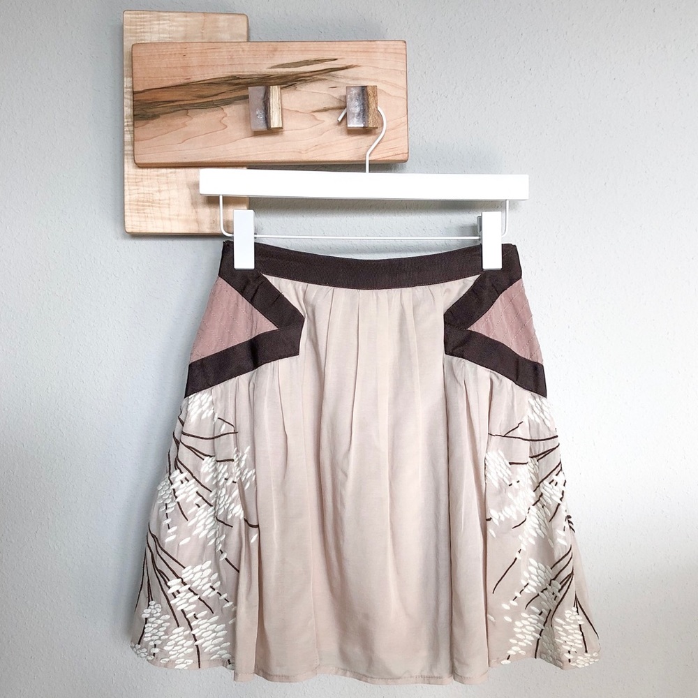 Anthropologie Floreat Embroidered Skirt